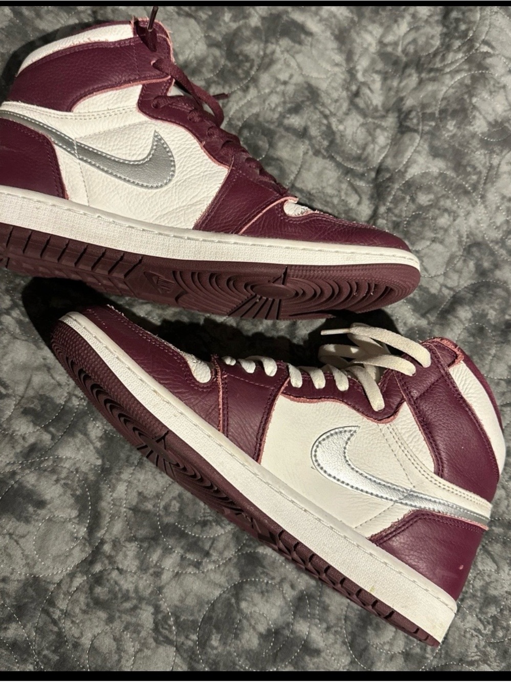Nike Men’s High-Top Sneakers - White & Maroon